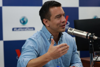 El presidente Daniel Noboa en una entrevista este 18 de marzo.