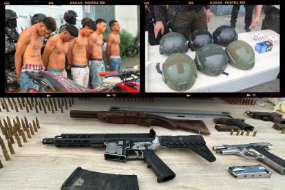 Los detenidos y las evidencias presentados por la Policía.