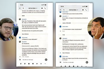 Estos chats corresponden a los usuarios atribuidos a Augusto Verduga y Rafael Correa.