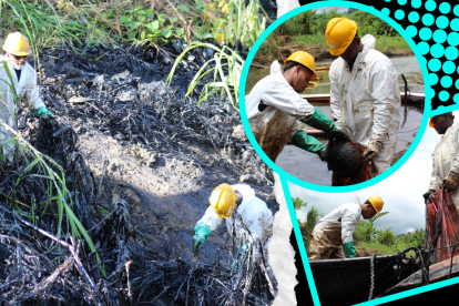 Jóvenes de las comunidades afectadas forman parte de los equipos de limpieza.