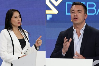 Luisa González, candidata a la presidencia de Ecuador por el correísmo y Daniel Noboa, candidato y presidente de Ecuador.