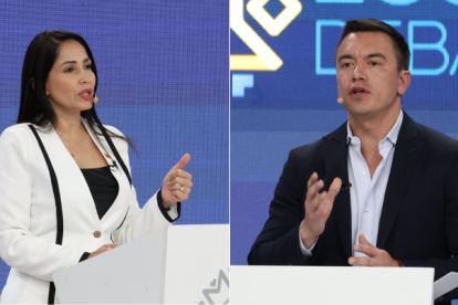 Luisa González y Daniel Noboa se enfrentaron en el debate presidencial.