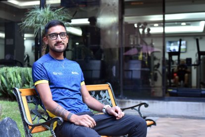 El marchista ecuatoriano Daniel Pintado antes de ganar las dos medallas (oro y plata) en los Juegos Olímpicos de París 2024.