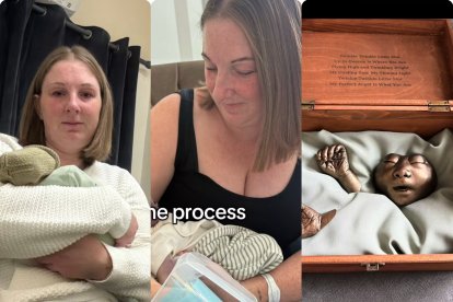 Estas son algunas imágenes de la madre sosteniendo al bebé. También hizo algunos recuerdos con su cuerpo.