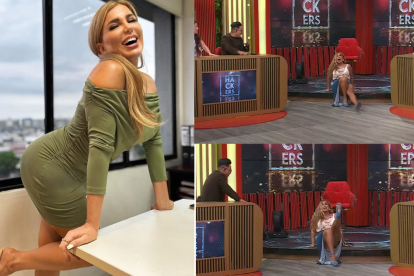 Mariela Viteri sufrió caída en vivo, en Ecuavisa