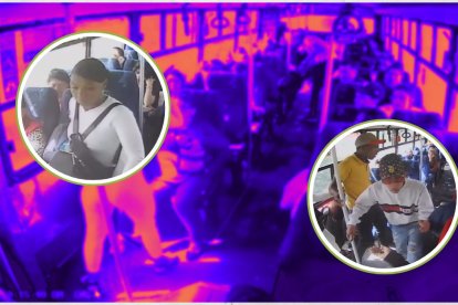 Los delincuentes fueron captados por la cámara del bus del Valle de los Chillos.