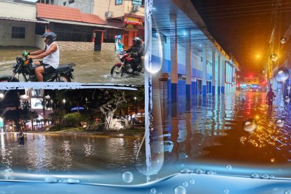 Gran parte de la ciudad está bajo el agua. Ciudadanos han colocado cintas de seguridad para evitar emergencia.