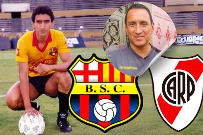 Manuel Uquillas en 1990 comandaba el ataque de Barcelona SC ante River Plate.