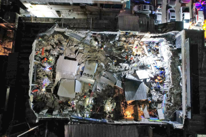 Muestra de la vista aérea de la discoteca Jet Set, tras el derrumbe de su techo.