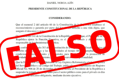 El decreto falso estuvo circulando por las redes sociales.