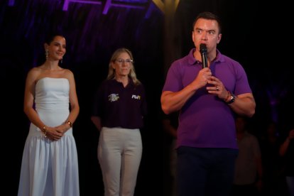 Daniel Noboa recibió los resultados en Olón, Santa Elena.