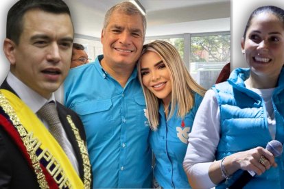 María Fernanda Vargas, en la imagen junto al líder de la Revolución Ciudadana, Rafael Correa, publicó algo a favor de Daniel Noboa, lo borró y subió algo para Luisa González.