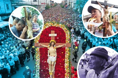 La imagen de Jesús crucificado 
recorrió las principales calles del suroeste de Guayaquil, acompañada por miles de feligreses.