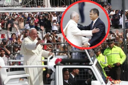 La visita del Papa Francisco a Ecuador. Fue recibido por Rafael Correa.