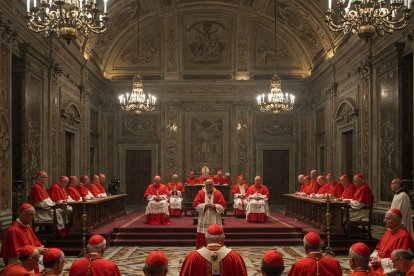 Así ilustra un cónclave la herramienta de inteligencia artificial Gemini.