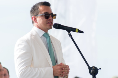 El presidente Daniel Noboa en un evento en la provincia de El Oro.