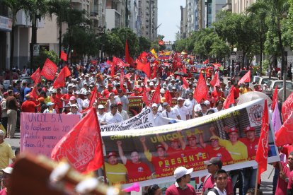 Las movilizaciones ocupan las calles más importantes del centro de Guayaquil.