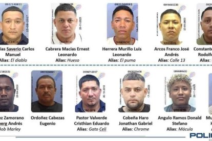 Los once cabecillas de los grupos terroristas Chone Killers y Latin Kings requeridos por la justicia.