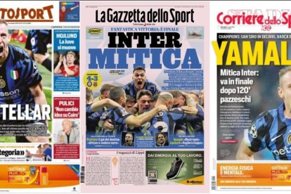 Las portadas de los principales diario de Italia sobre el conjunto del Inter.