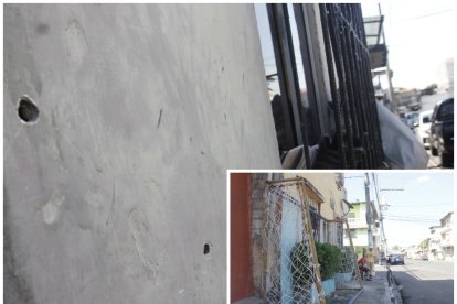 Una vivienda quedó con orificios de balas. En el sitio, este domingo aún estaban los arcos usados en el torneo.