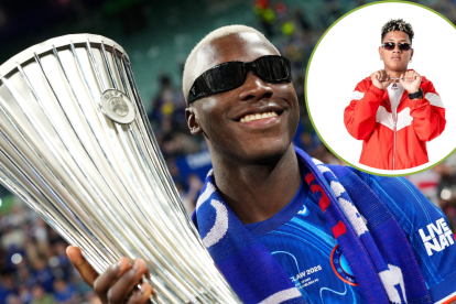 Moisés Caicedo celebró tras ganar la Conference League