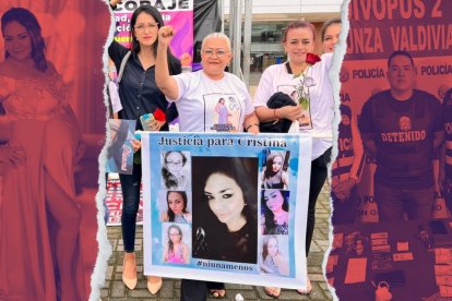 La madre de la víctima junto a otras madres y familiares de mujeres que han sido victimadas por sus parejas.