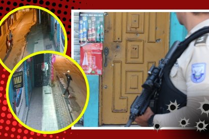 La puerta del negocio sufrió al menos siete impactos de proyectiles.