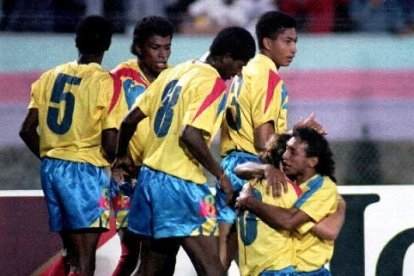 Parte de los integrantes de la selección ecuatoriana en 1993.