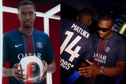 Willian Pacho con la nueva camiseta del PSG para la temporada 2025-2026.