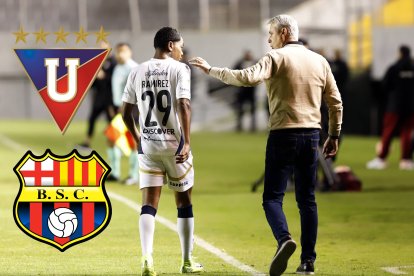 El DT Tiago Nunes (d) quiere sumar su primer triunfo en el estadio Rodrigo Paz.