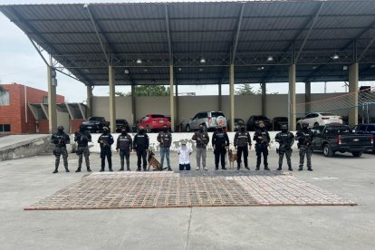 El cargamento de cocaína encontrado por el perro antinarcóticos Pablo.