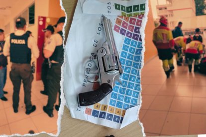La Policía llegó al colegio del norte de Quito y halló un arma en posesión de dos estudiantes.