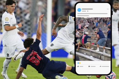 Los hinchas de PSG y Botafogo protagonizaron una feroz pelea durante el partido.