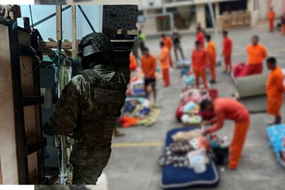 Miembros del Ejército ecuatoriano revisaron la cárcel de Bolívar, en Guaranda.