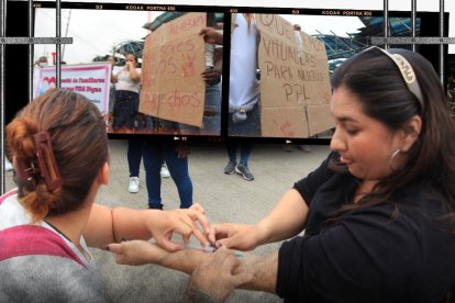 Con pancartas, familiares de los privados de libertad realizaron ayer un plantón afuera de la ‘Peni’.