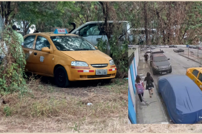 De este taxi amarillo descendió el sujeto que se acercó a la estudiante.
