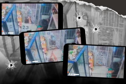 Cámaras de seguridad captaron el momento en que José María De la Torre, dueño de una licorería en el suroeste de Guayaquil, enfrentó a un grupo de delincuentes.