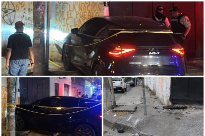 El vehículo negro se chocó contra un inmueble.