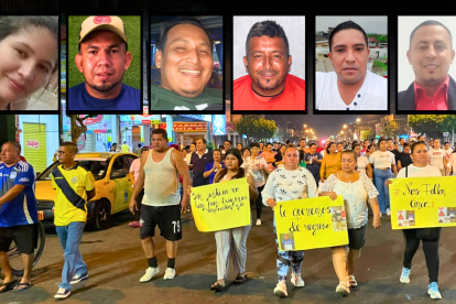La noche del domingo, cerca de 200 personas caminaron por el centro de Valencia para pedir que localicen a los trabajadores.