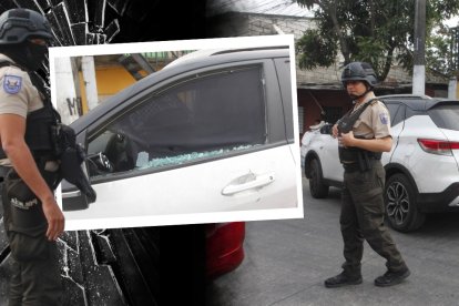 Producto del disparo, el vidrio de la ventana del lado del conductor del carro se rompió.