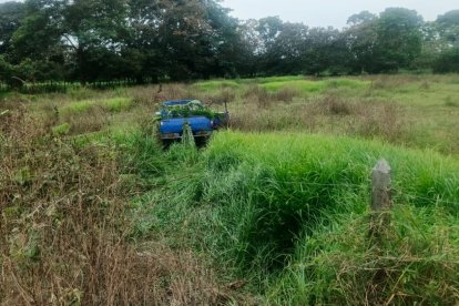 El ataque hizo que perdiera el control del vehículo y este terminó en la cuneta.
