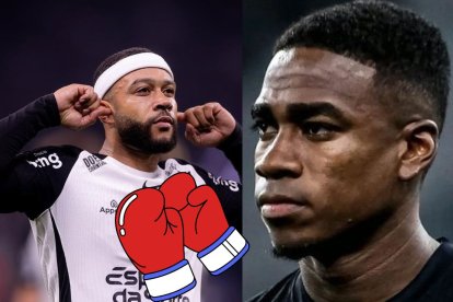 Depay y Félix Torres tuvieron un encontró en el entrenamiento.