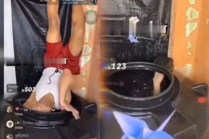 Captura de pantalla del instante en que el joven parecía ahogarse.