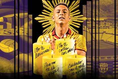 Miguel Parrales el 9 de Barcelona SC, que la hinchada pide que no le pase nada.