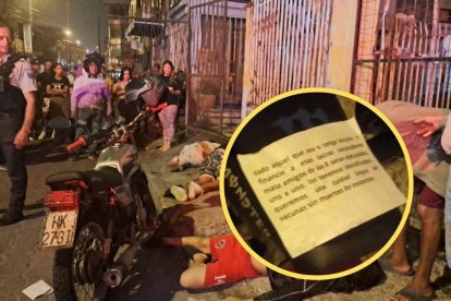 Un panfleto con amenazas se halló junto a los cuerpos.