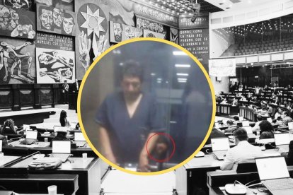 El asambleísta Adrián Castro Piedra mostró el vídeo donde se ve el supuesto fantasma.