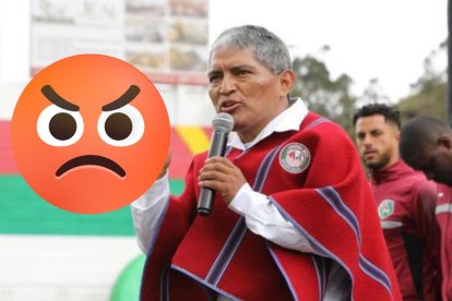 Luis Chango principal de Mushuc Runa enojado por la eliminación de la Copa Sudamericana.