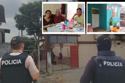 En el exterior de la casa aún permanecen mensajes bíblicos; el perrito Koffi fue cubierto con una sábana.