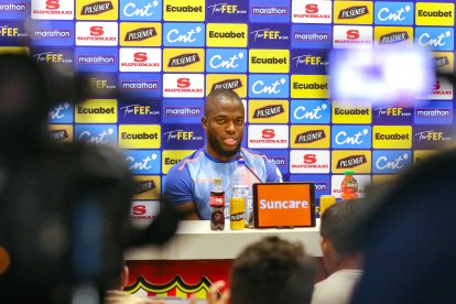 El jugador de la selección Ecuador, Enner Valencia, en su última rueda de prensa en Guayaquil.