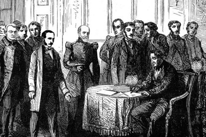 Reunión de los próceres para firmar el acta de independencia de Guayaquil.